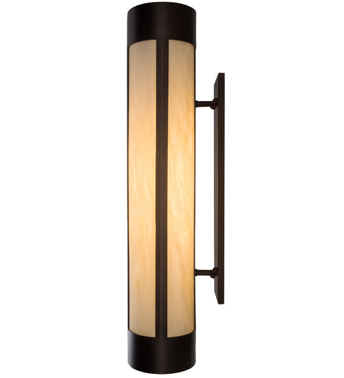 Meyda Lighting Cartier 6" Mahogany Bronze Wall Sconce With Beige Sahara Taupe Idalight Shade Glass