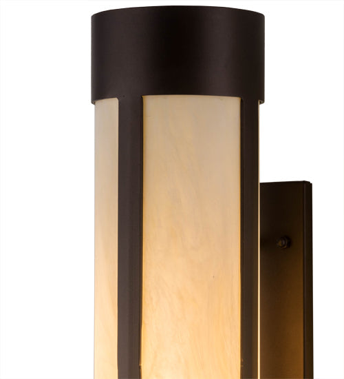 Meyda Lighting Cartier 6" Mahogany Bronze Wall Sconce With Beige Sahara Taupe Idalight Shade Glass