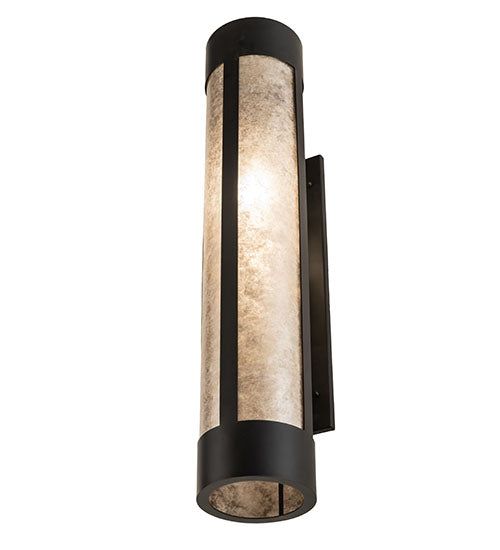 Meyda Lighting Cartier 6" Solar Black Wall Sconce With Silver Mica Shade Glass