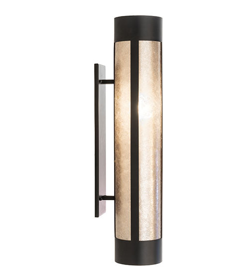 Meyda Lighting Cartier 6" Solar Black Wall Sconce With Silver Mica Shade Glass