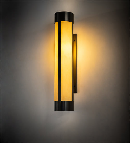 Meyda Lighting Cartier 6" Timeless Bronze Wall Sconce With Beige Tawnyrock Idalight Shade