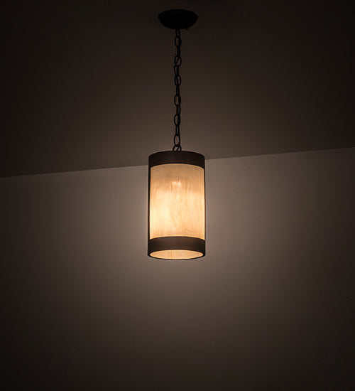 Meyda Lighting Cartier 7" Mahogany Bronze Mini Pendant Light With Beige Sahara Taupe Idalight Shade Glass