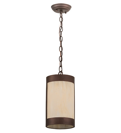 Meyda Lighting Cartier 7" Mahogany Bronze Mini Pendant Light With Beige Sahara Taupe Idalight Shade Glass