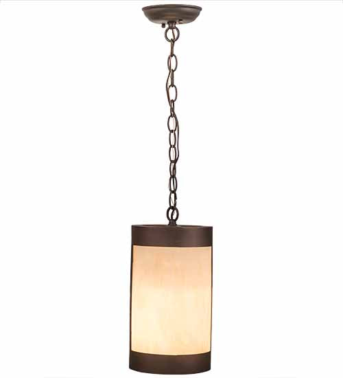 Meyda Lighting Cartier 7" Mahogany Bronze Mini Pendant Light With Beige Sahara Taupe Idalight Shade Glass