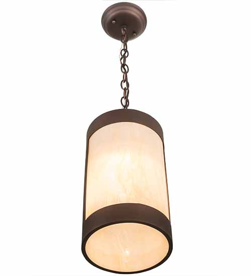 Meyda Lighting Cartier 7" Mahogany Bronze Mini Pendant Light With Beige Sahara Taupe Idalight Shade Glass
