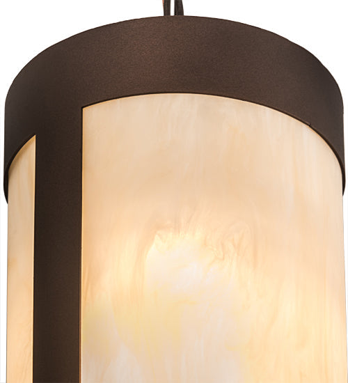 Meyda Lighting Cartier 7" Mahogany Bronze Mini Pendant Light With Beige Sahara Taupe Idalight Shade Glass