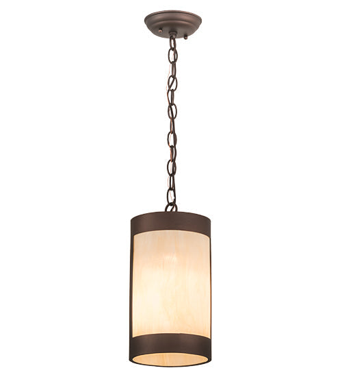 Meyda Lighting Cartier 7" Mahogany Bronze Mini Pendant Light With Beige Sahara Taupe Idalight Shade Glass