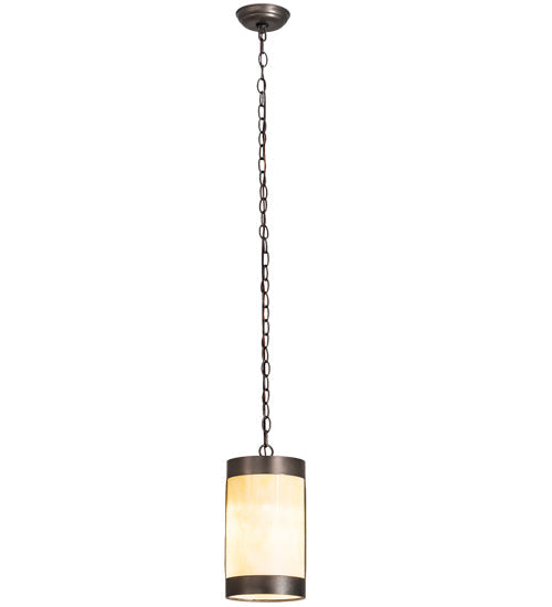 Meyda Lighting Cartier 7" Oil Rubbed Bronze Mini Pendant Light With Creme Carrara Idalight Shade