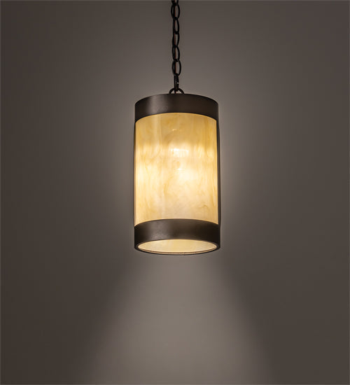 Meyda Lighting Cartier 7" Oil Rubbed Bronze Mini Pendant Light With Creme Carrara Idalight Shade