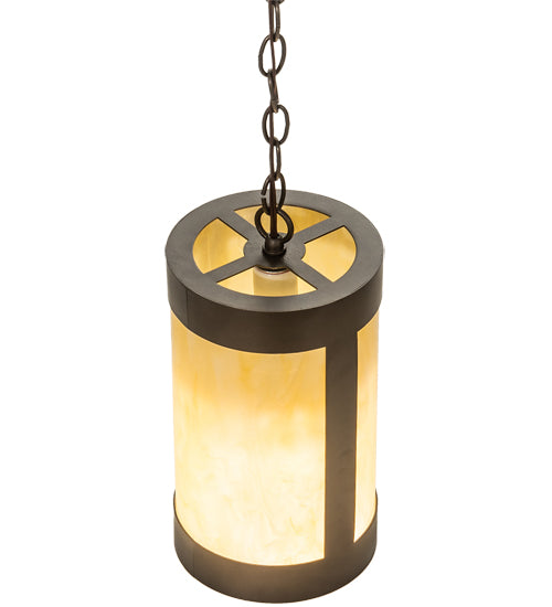 Meyda Lighting Cartier 7" Oil Rubbed Bronze Mini Pendant Light With Creme Carrara Idalight Shade