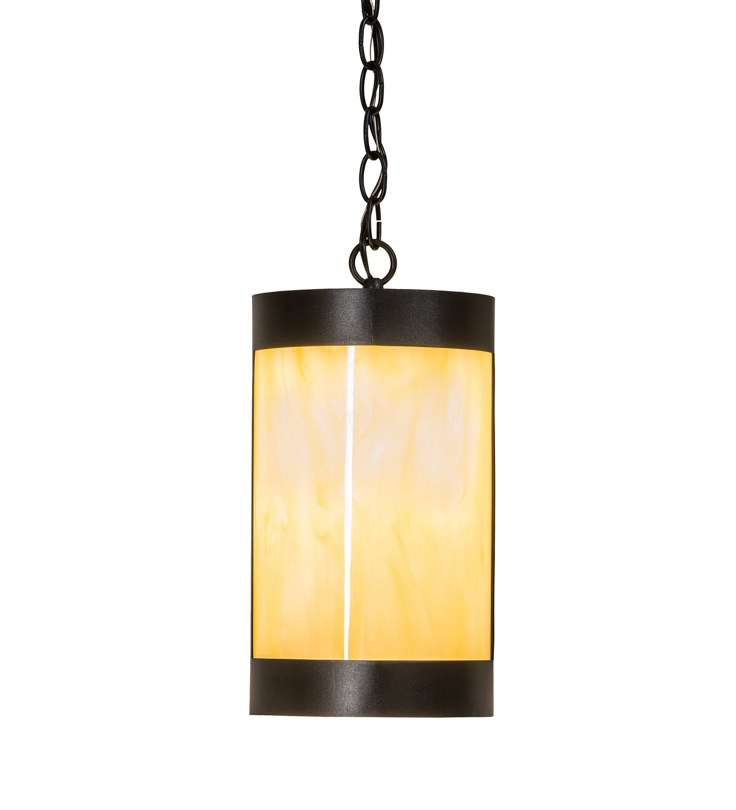 Meyda Lighting Cartier 7" Textured Black Mini Pendant Light With Botticino Idalight Shade