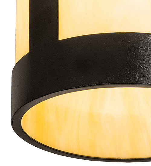 Meyda Lighting Cartier 7" Textured Black Mini Pendant Light With Botticino Idalight Shade