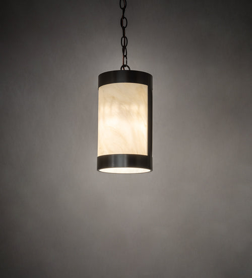 Meyda Lighting Cartier 7" Timeless Bronze Mini Pendant Light With Creme Carrara Idalight Shade