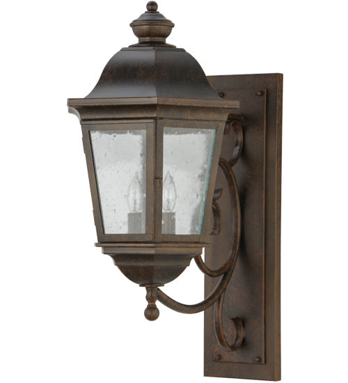 Meyda Lighting Cassandra 13" 2-Light Coffee Bean Lantern Wall Sconce With Clear Shade Glass