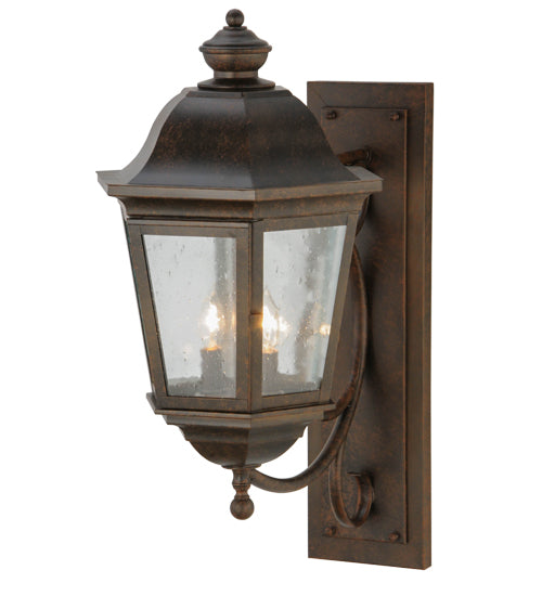 Meyda Lighting Cassandra 13" 2-Light Coffee Bean Lantern Wall Sconce With Clear Shade Glass