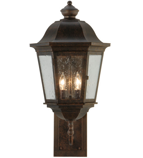 Meyda Lighting Cassandra 13" 2-Light Coffee Bean Lantern Wall Sconce With Clear Shade Glass