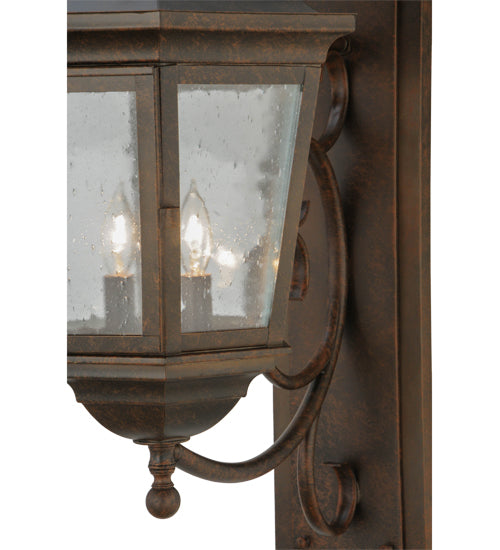 Meyda Lighting Cassandra 13" 2-Light Coffee Bean Lantern Wall Sconce With Clear Shade Glass