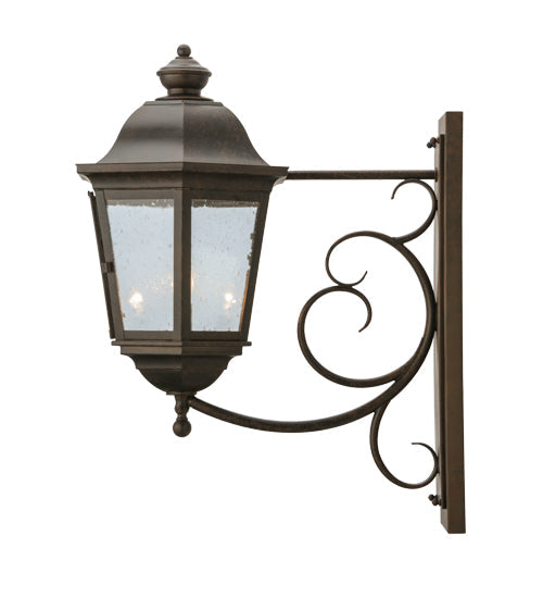 Meyda Lighting Cassandra 13" 2-Light Coffee Bean Lantern Wall Sconce With Clear Shade Glass