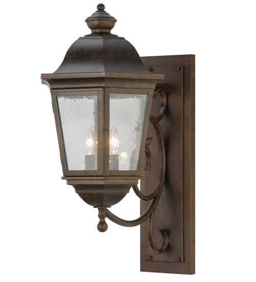 Meyda Lighting Cassandra 13" 2-Light Coffee Bean Lantern Wall Sconce With Clear Shade Glass
