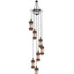 Meyda Lighting Castellon 45" 7-Light Costello Black Cascading Pendant Light With Silver Mica Shade Glass