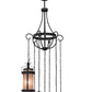 Meyda Lighting Castellon 45" 7-Light Costello Black Cascading Pendant Light With Silver Mica Shade Glass
