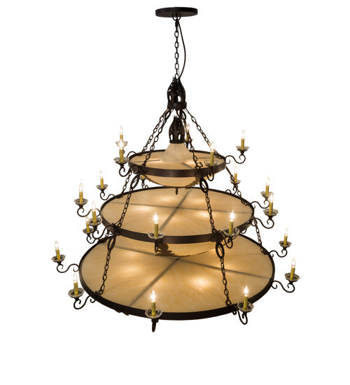 Meyda Lighting Castellum 179846 72" 41-Light 3-Tier Mahogany Bronze Chandelier With Beige Sahara Taupe Idalight Shade Glass