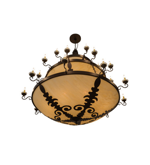 Meyda Lighting Castellum 179846 72" 41-Light 3-Tier Mahogany Bronze Chandelier With Beige Sahara Taupe Idalight Shade Glass