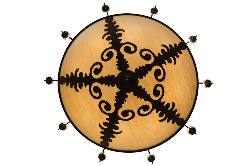 Meyda Lighting Castellum 179846 72" 41-Light 3-Tier Mahogany Bronze Chandelier With Beige Sahara Taupe Idalight Shade Glass