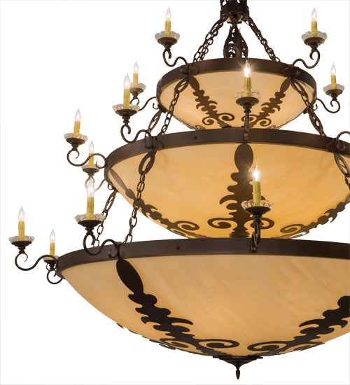 Meyda Lighting Castellum 179846 72" 41-Light 3-Tier Mahogany Bronze Chandelier With Beige Sahara Taupe Idalight Shade Glass