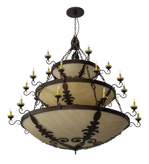 Meyda Lighting Castellum 72" 41-Light 3-Tier Mahogany Bronze Chandelier With Beige Sahara Taupe Idalight Shade Glass