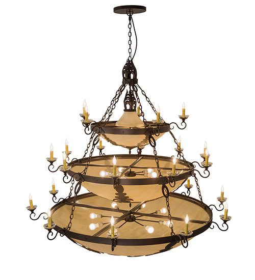 Meyda Lighting Castellum 72" 41-Light 3-Tier Mahogany Bronze Chandelier With Beige Sahara Taupe Idalight Shade Glass