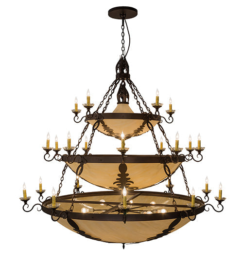 Meyda Lighting Castellum 72" 41-Light 3-Tier Mahogany Bronze Chandelier With Beige Sahara Taupe Idalight Shade Glass