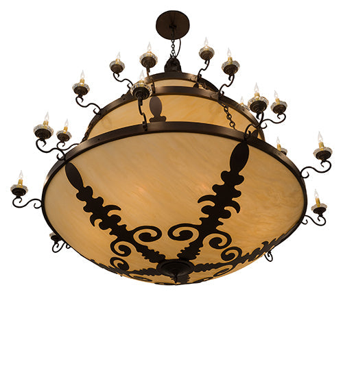 Meyda Lighting Castellum 72" 41-Light 3-Tier Mahogany Bronze Chandelier With Beige Sahara Taupe Idalight Shade Glass