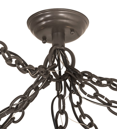 Meyda Lighting Castilian 128" 7-Light Timeless Bronze Adjustable Pendant Light With White Opalescent Shade Glass