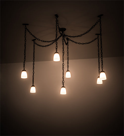 Meyda Lighting Castilian 128" 7-Light Timeless Bronze Adjustable Pendant Light With White Opalescent Shade Glass