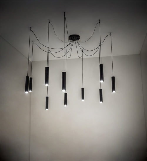 Meyda Lighting Castiliolite 120" 10-Light Flat Black Cascading Pendant Light