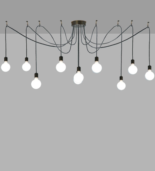 Meyda Lighting Castiliolite 120" 10-Light Rokusho Pendant Light With White Shade Glass