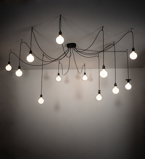 Meyda Lighting Castiliolite 120" 12-Light Oil Rubbed Bronze Pendant Light With White Shade Glass