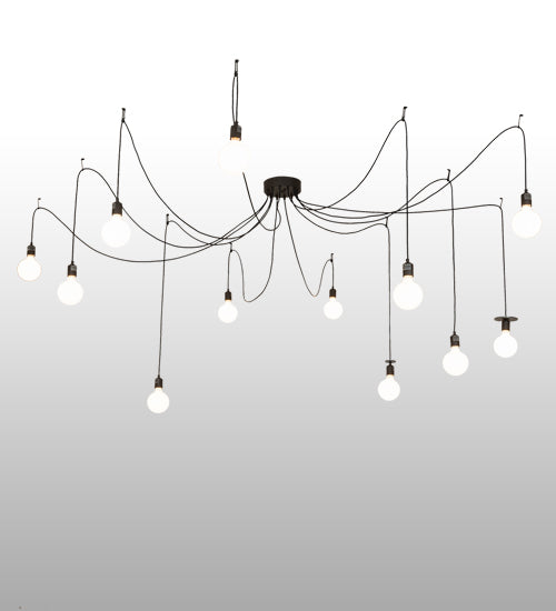 Meyda Lighting Castiliolite 120" 12-Light Oil Rubbed Bronze Pendant Light With White Shade Glass