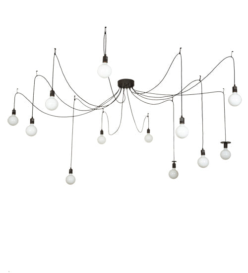 Meyda Lighting Castiliolite 120" 12-Light Oil Rubbed Bronze Pendant Light With White Shade Glass