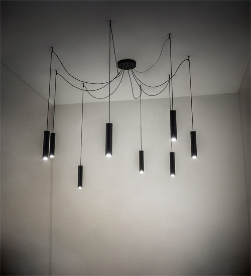 Meyda Lighting Castiliolite 120" 8-Light Flat Black Cascading Pendant Light