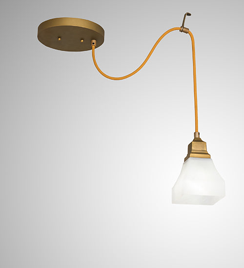 Meyda Lighting Castiliolite 48" Matte Buttered Brass Bungalow Alabaster Swag Pendant Light With White Alabaster Shade Glass