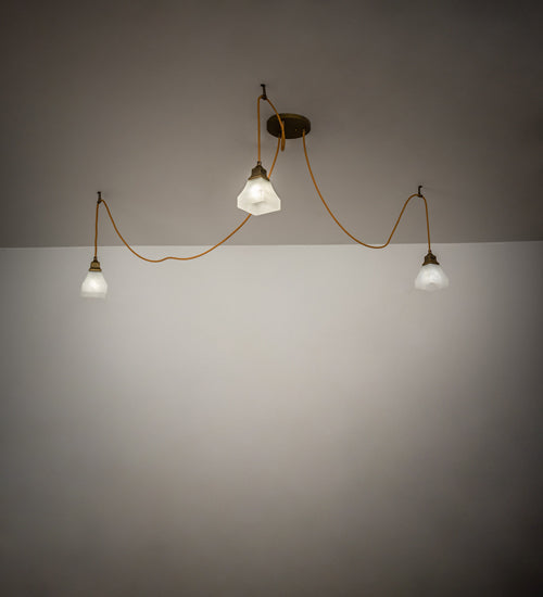 Meyda Lighting Castiliolite 60" 3-Light Matte Buttered Brass Bungalow Alabaster Pendant Light With White Alabaster Shade Glass
