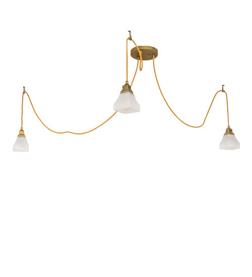 Meyda Lighting Castiliolite 60" 3-Light Matte Buttered Brass Bungalow Alabaster Pendant Light With White Alabaster Shade Glass