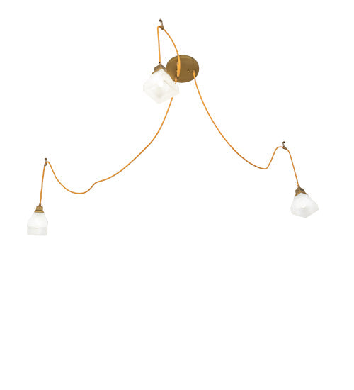 Meyda Lighting Castiliolite 60" 3-Light Matte Buttered Brass Bungalow Alabaster Pendant Light With White Alabaster Shade Glass