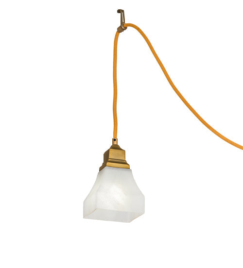 Meyda Lighting Castiliolite 60" 3-Light Matte Buttered Brass Bungalow Alabaster Pendant Light With White Alabaster Shade Glass