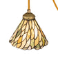 Meyda Lighting Castiliolite 60" 3-Light Matte Buttered Brass Pendant Light With Green & Ivory Willow Jadestone Shade