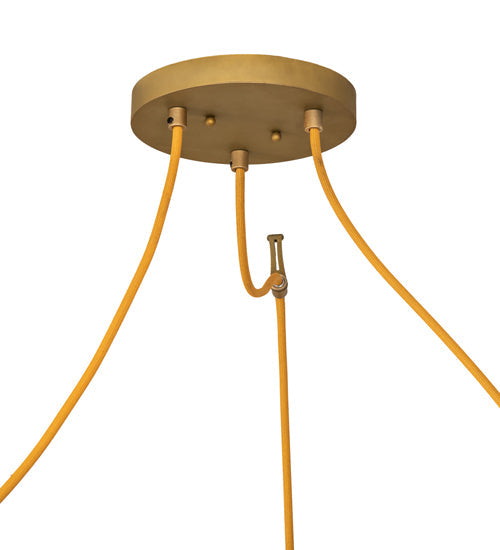 Meyda Lighting Castiliolite 60" 3-Light Matte Buttered Brass Pendant Light With Green & Ivory Willow Jadestone Shade