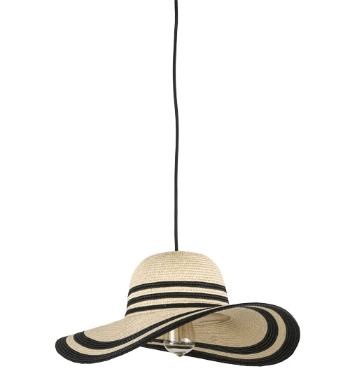 Meyda Lighting Castiliolite Cappelli 18" White Pendant Light With Beige & Black Hat Shade