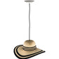 Meyda Lighting Castiliolite Cappelli 18" White Pendant Light With Beige & Black Hat Shade